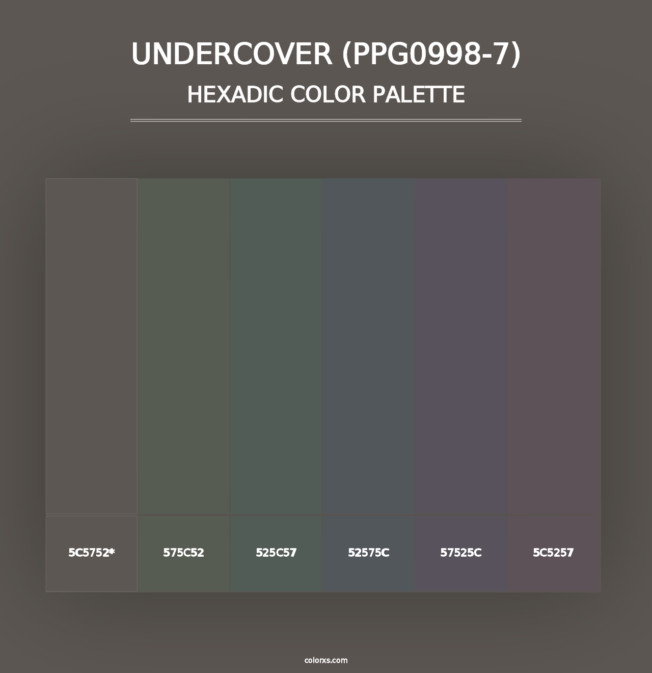 Undercover (PPG0998-7) - Hexadic Color Palette