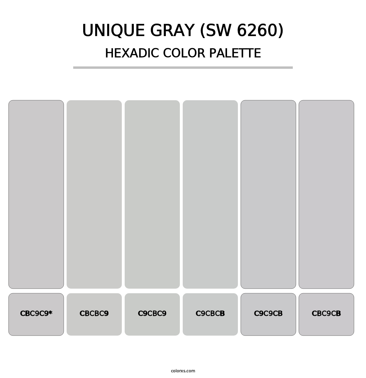 Unique Gray (SW 6260) - Hexadic Color Palette