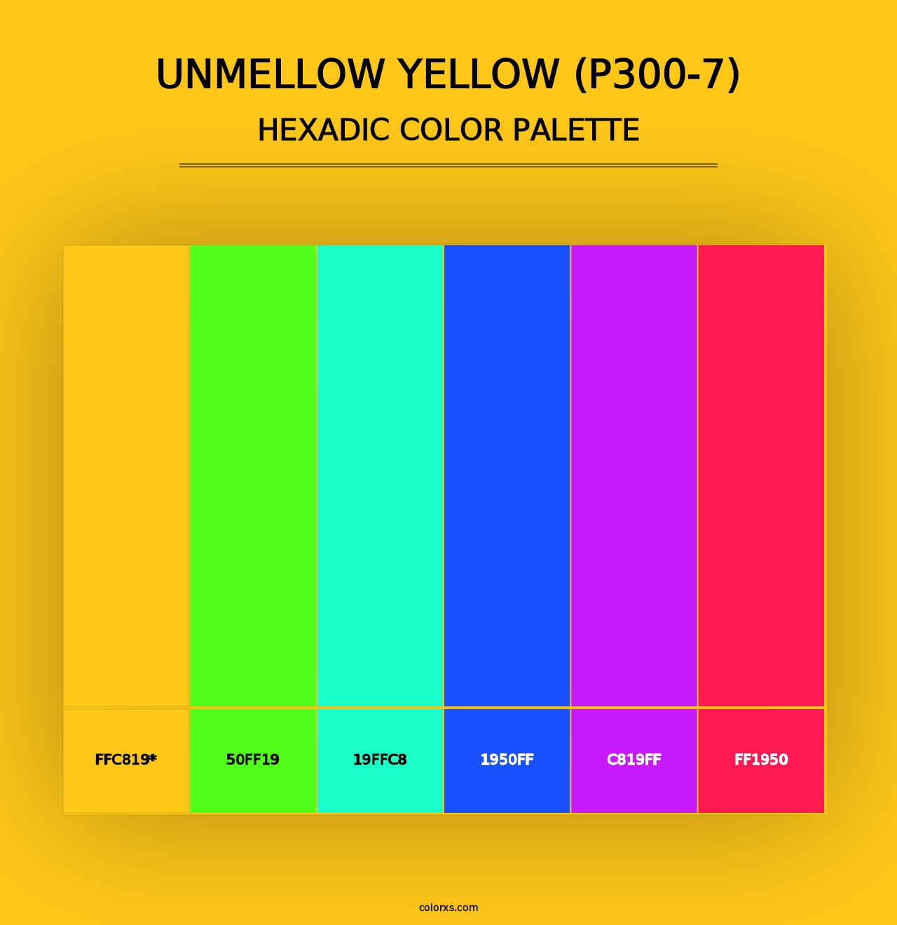 Unmellow Yellow (P300-7) - Hexadic Color Palette