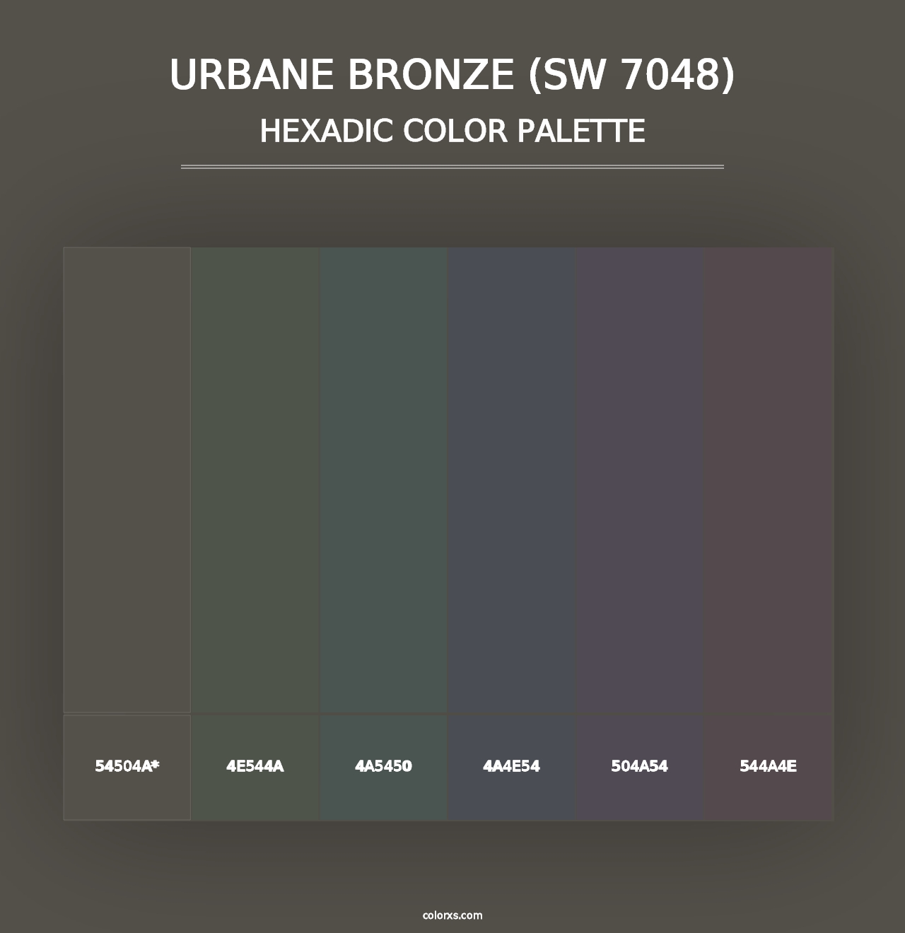 Urbane Bronze (SW 7048) - Hexadic Color Palette