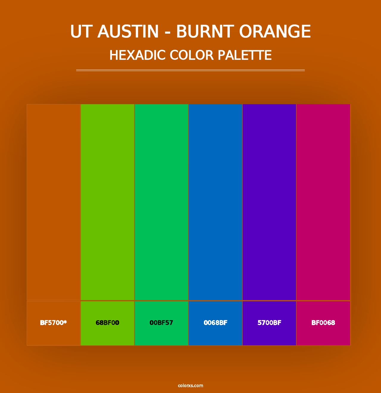 UT Austin - Burnt Orange - Hexadic Color Palette