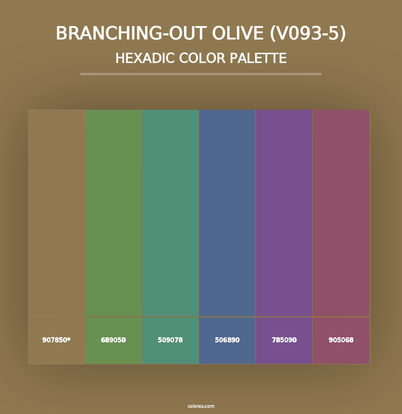 Branching-Out Olive (V093-5) - Hexadic Color Palette