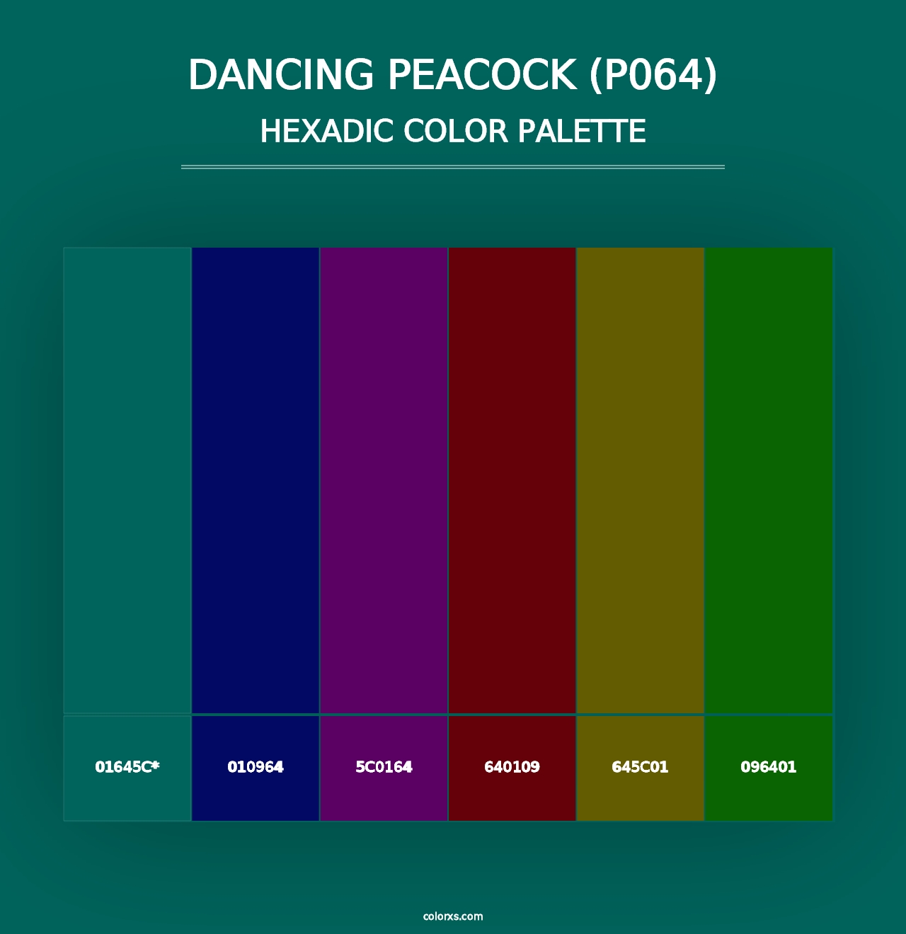 Dancing Peacock (P064) - Hexadic Color Palette