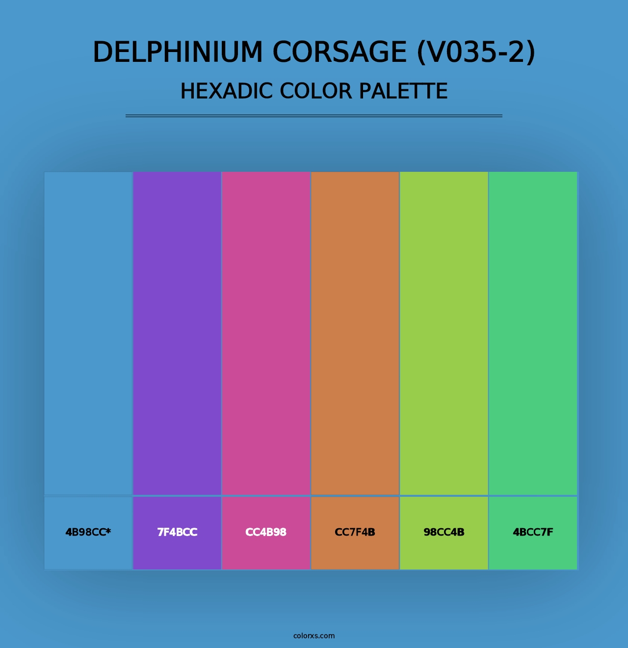 Delphinium Corsage (V035-2) - Hexadic Color Palette