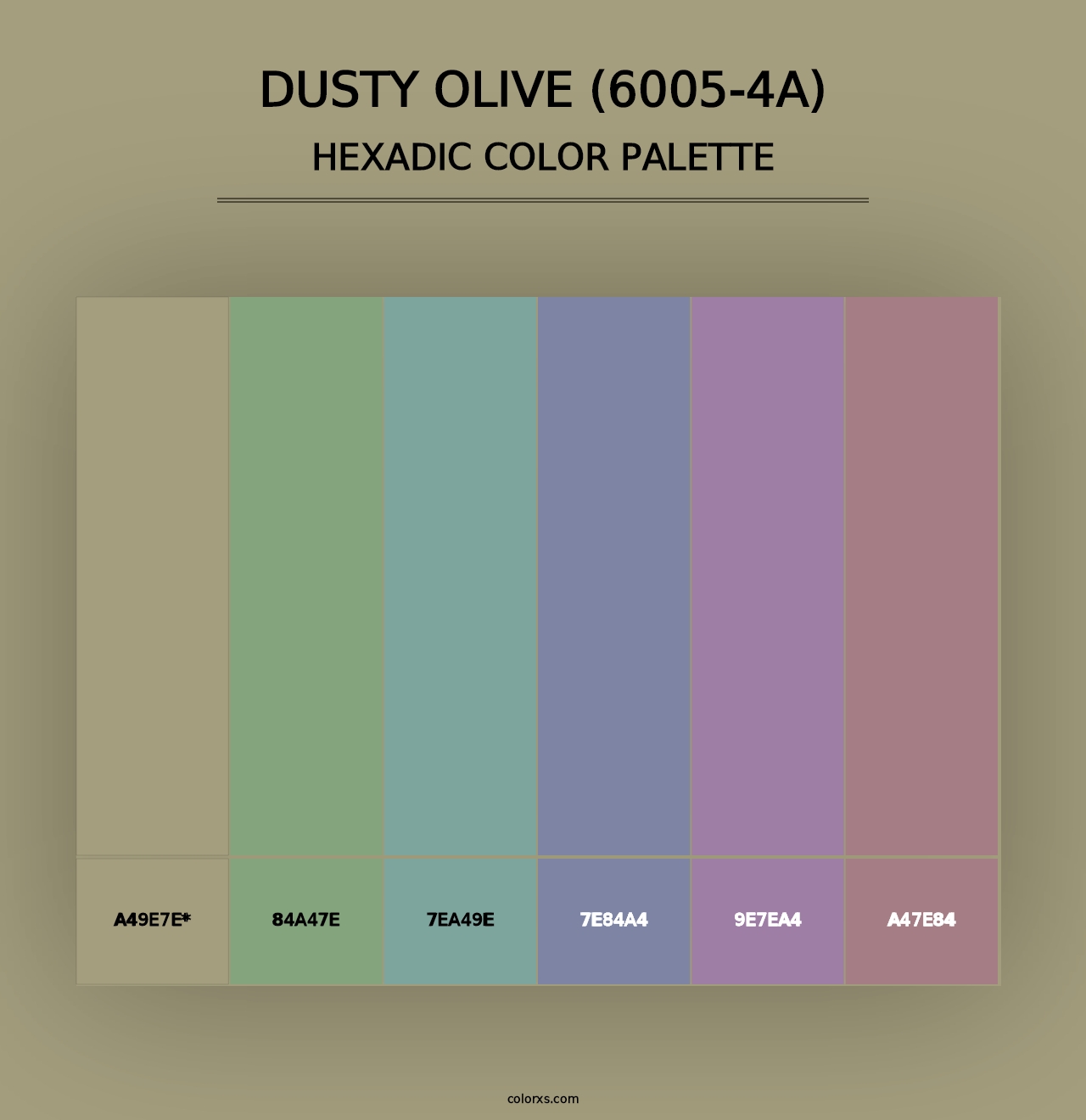 Dusty Olive (6005-4A) - Hexadic Color Palette