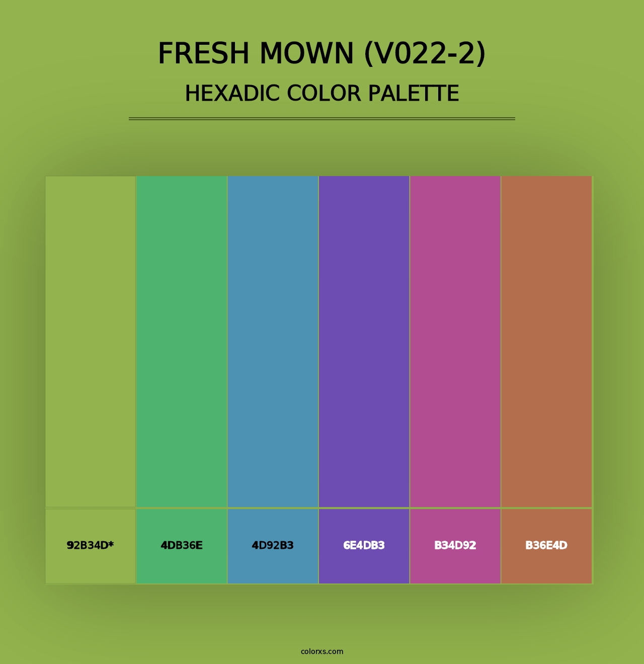 Fresh Mown (V022-2) - Hexadic Color Palette