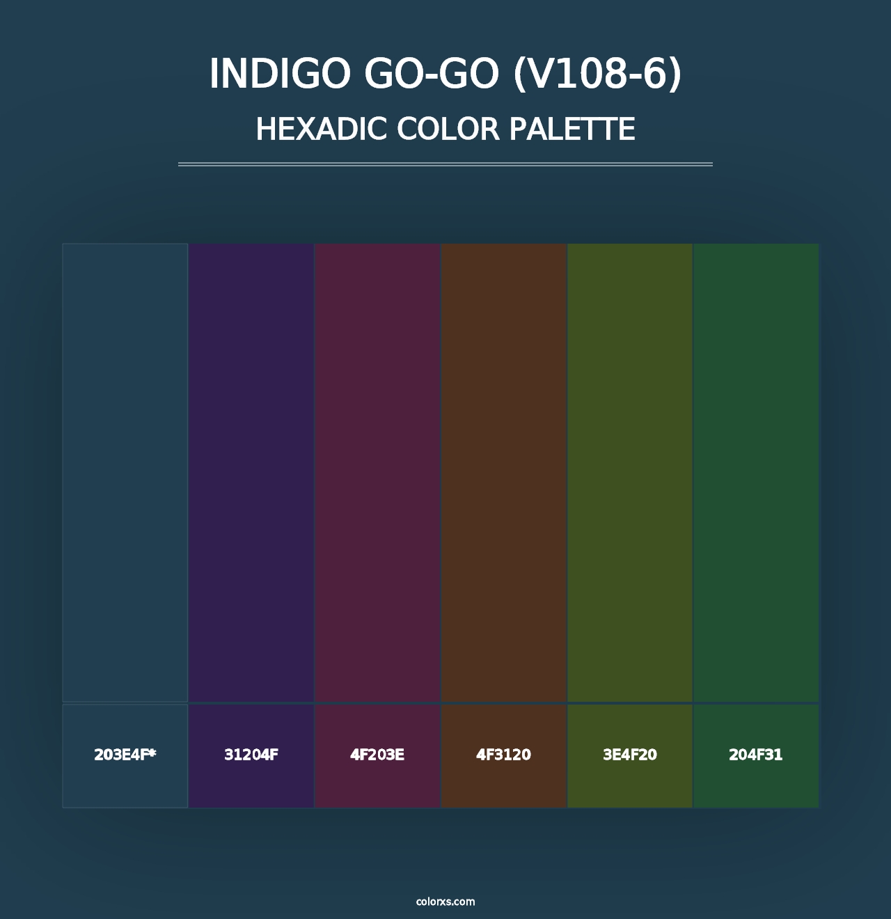 Indigo Go-Go (V108-6) - Hexadic Color Palette