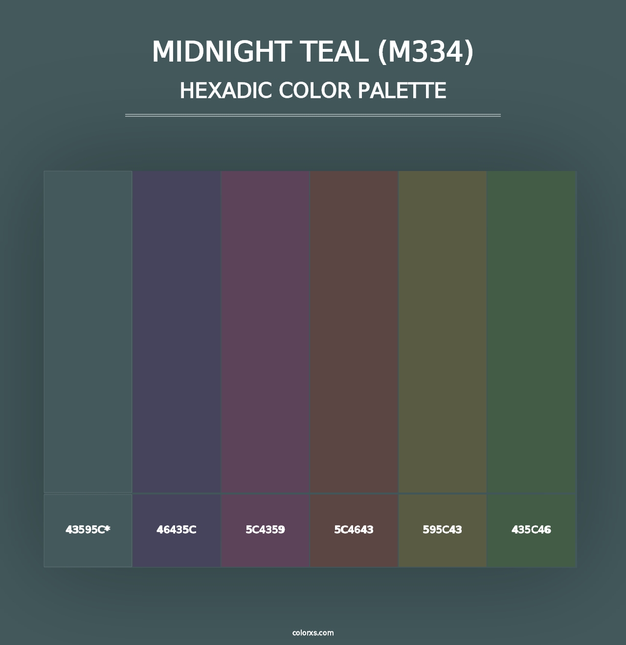 Midnight Teal (M334) - Hexadic Color Palette