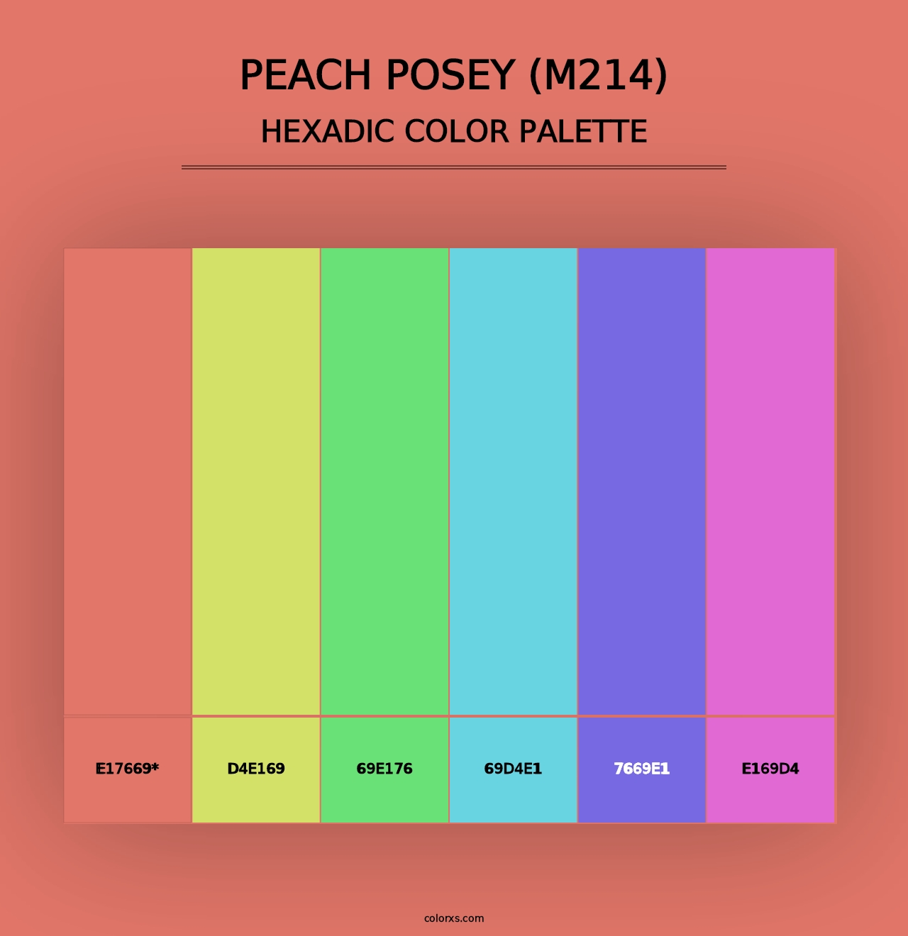 Peach Posey (M214) - Hexadic Color Palette