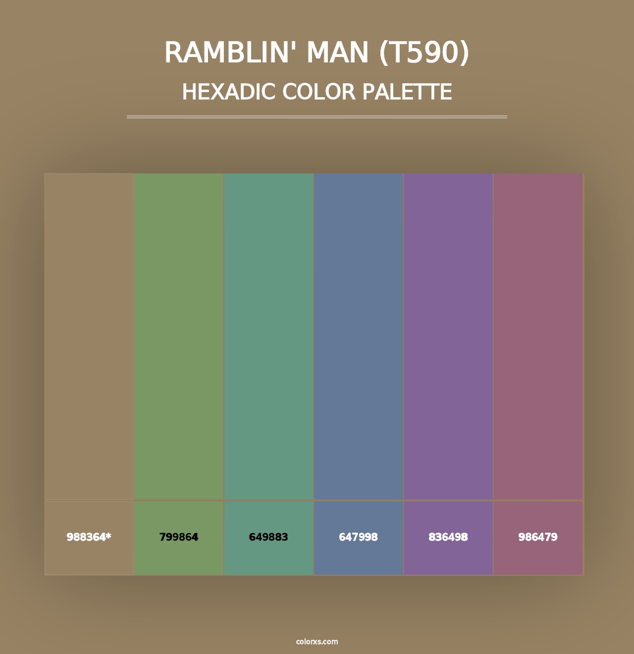 Ramblin' Man (T590) - Hexadic Color Palette