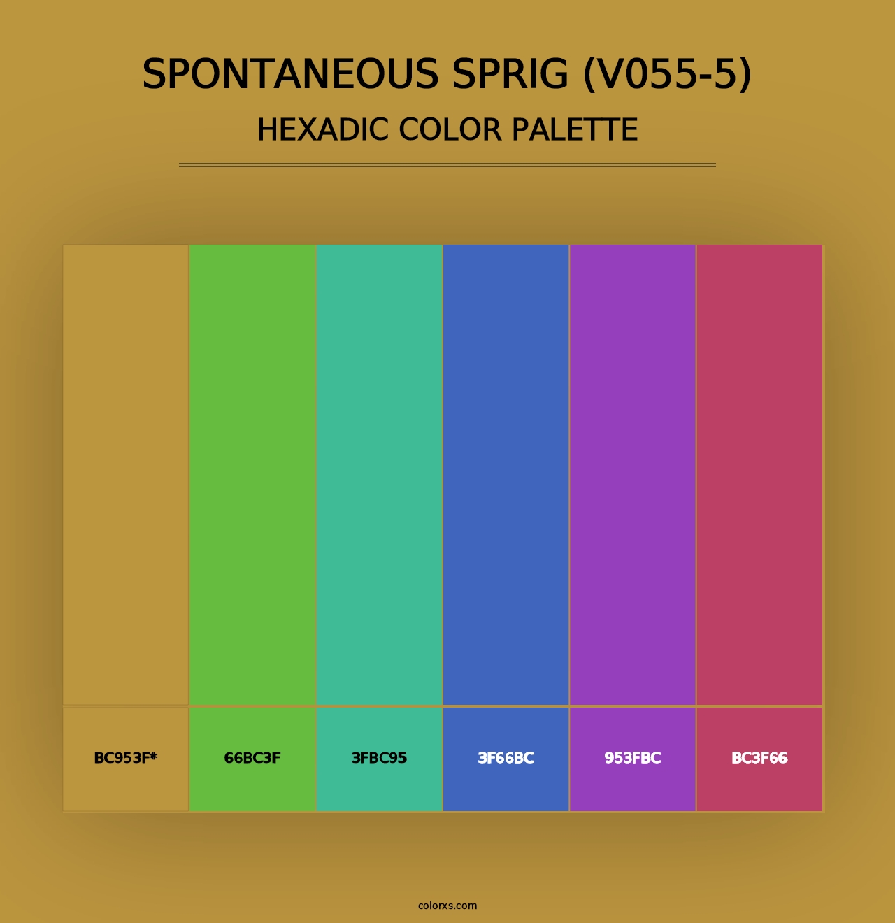 Spontaneous Sprig (V055-5) - Hexadic Color Palette