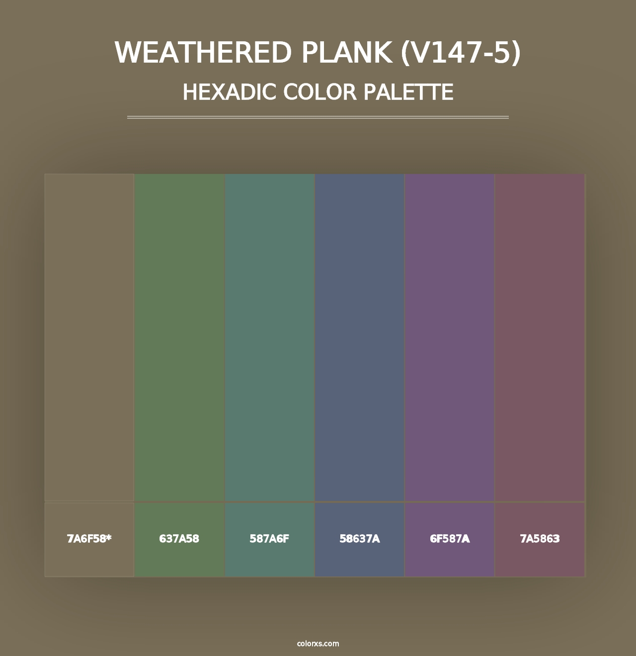 Weathered Plank (V147-5) - Hexadic Color Palette