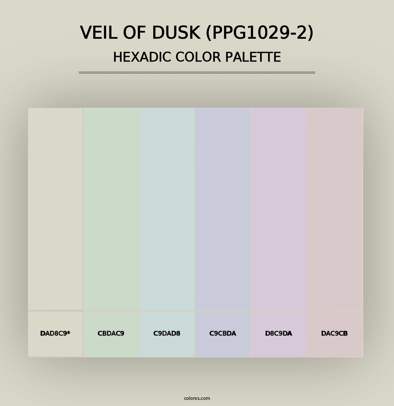 Veil Of Dusk (PPG1029-2) - Hexadic Color Palette