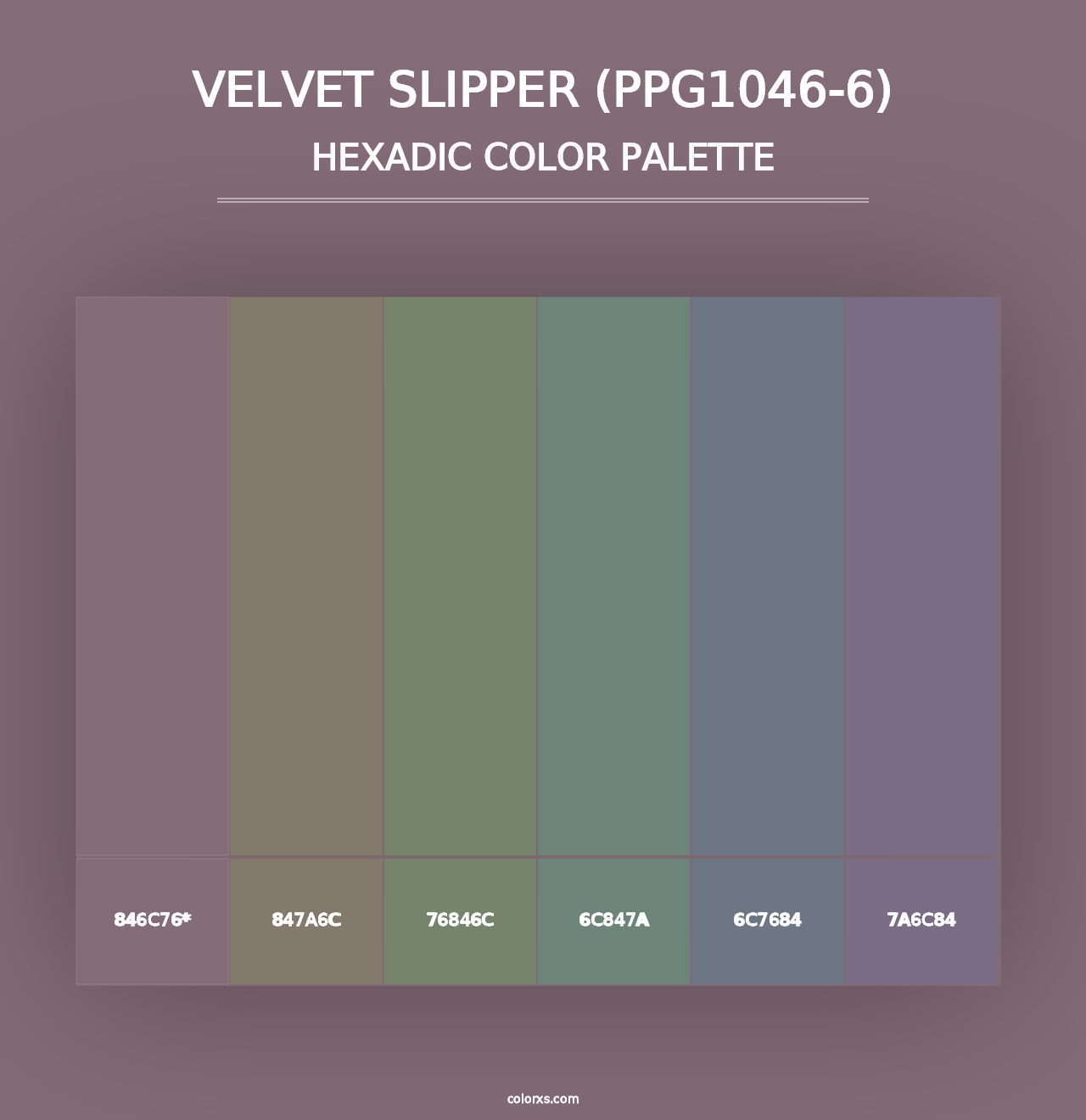 Velvet Slipper (PPG1046-6) - Hexadic Color Palette