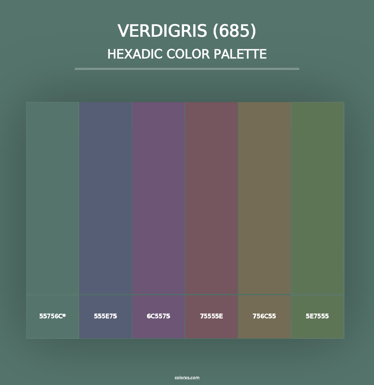 Verdigris (685) - Hexadic Color Palette