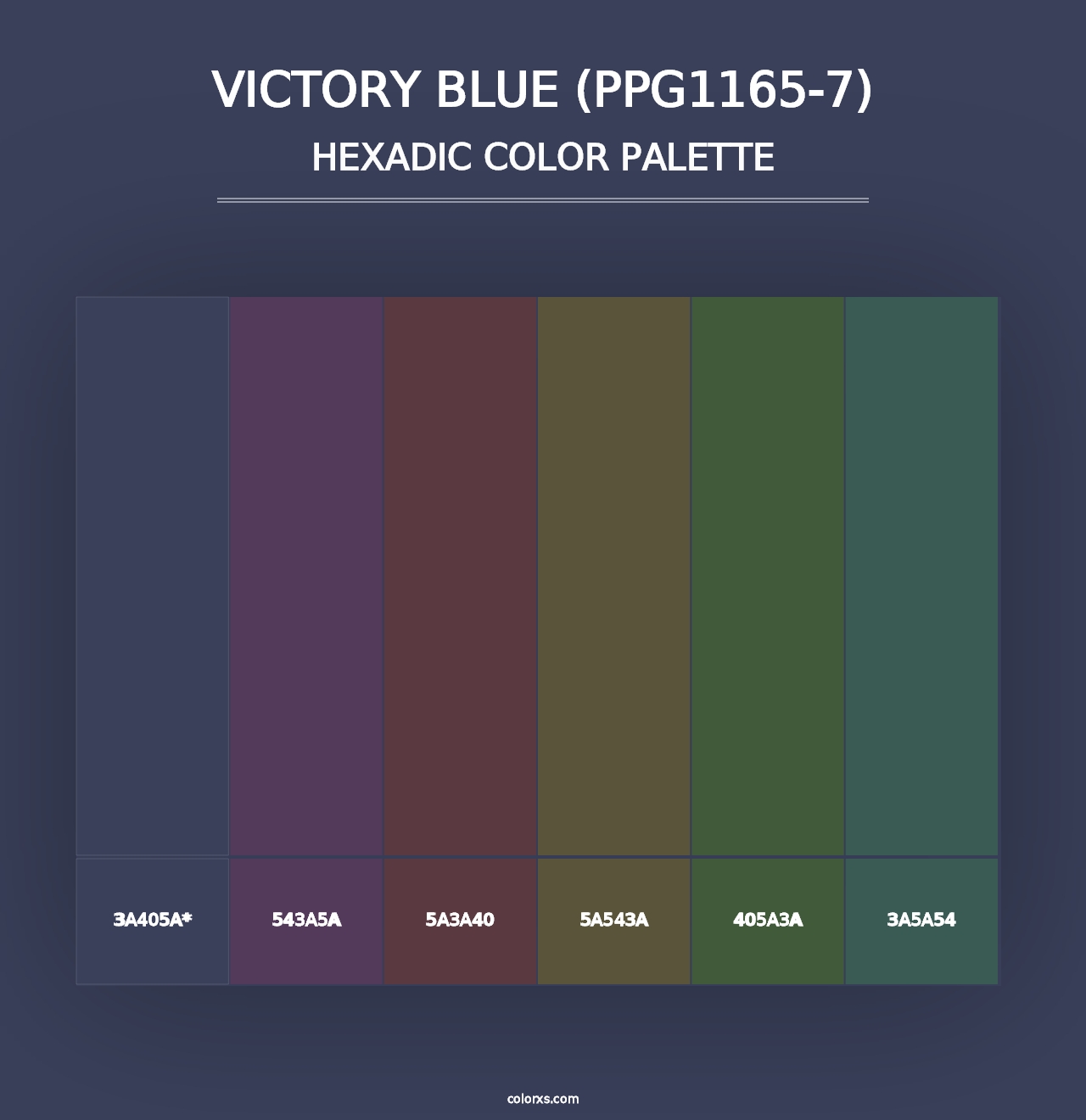 Victory Blue (PPG1165-7) - Hexadic Color Palette