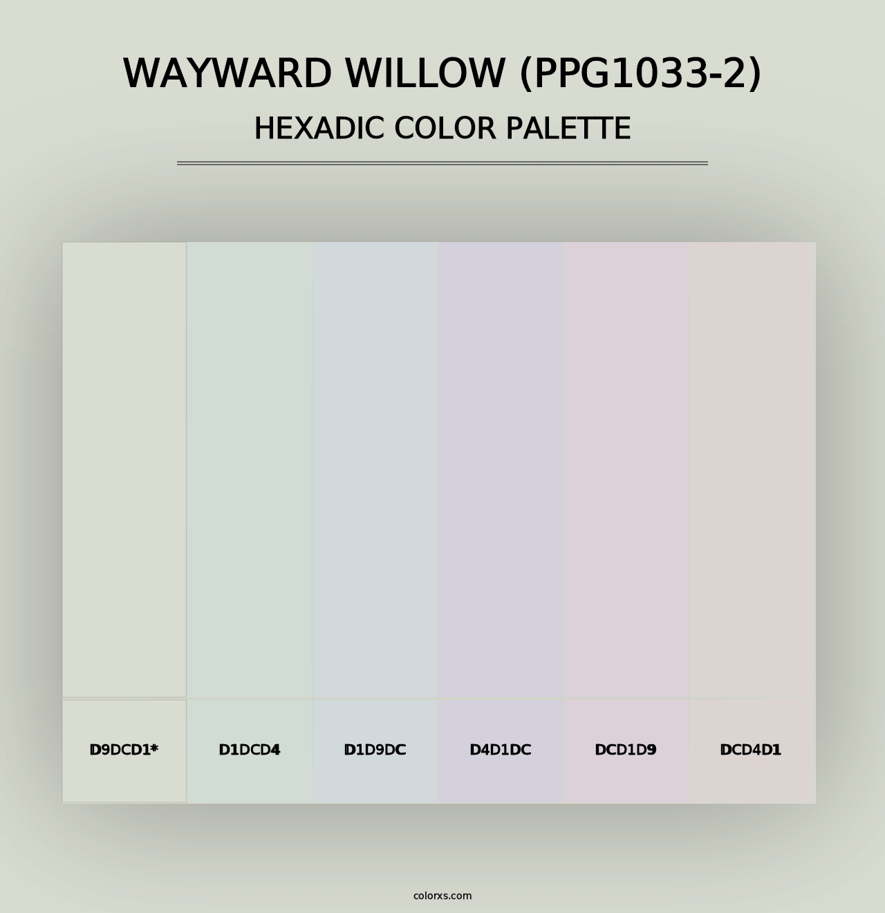 Wayward Willow (PPG1033-2) - Hexadic Color Palette