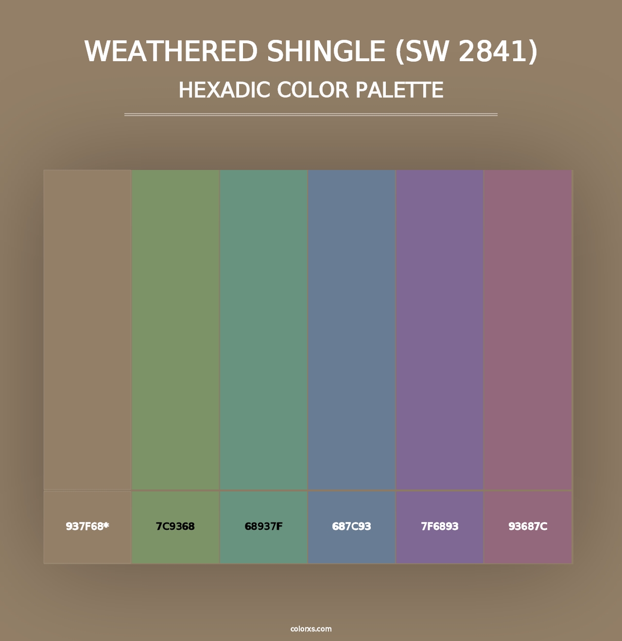 Weathered Shingle (SW 2841) - Hexadic Color Palette