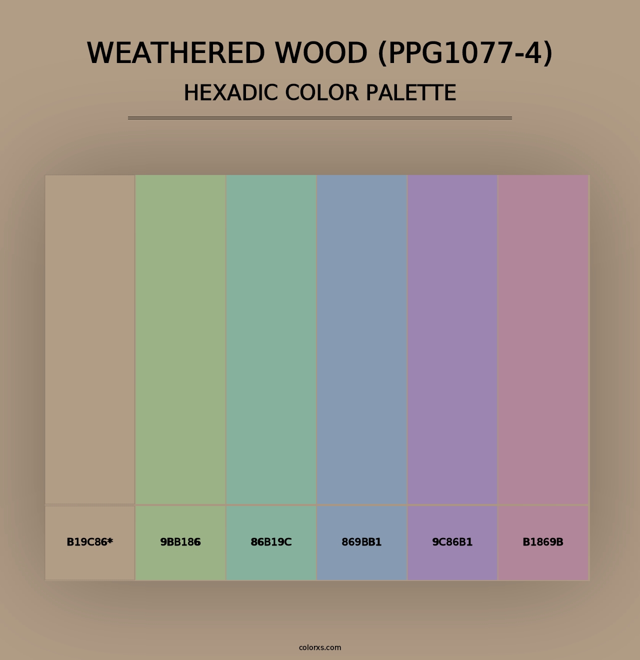 Weathered Wood (PPG1077-4) - Hexadic Color Palette