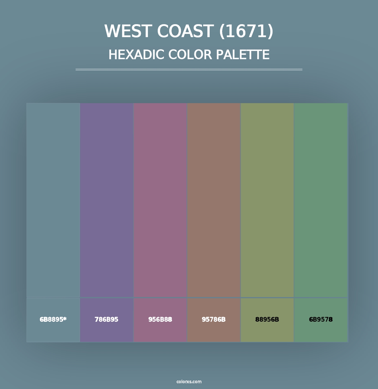 West Coast (1671) - Hexadic Color Palette