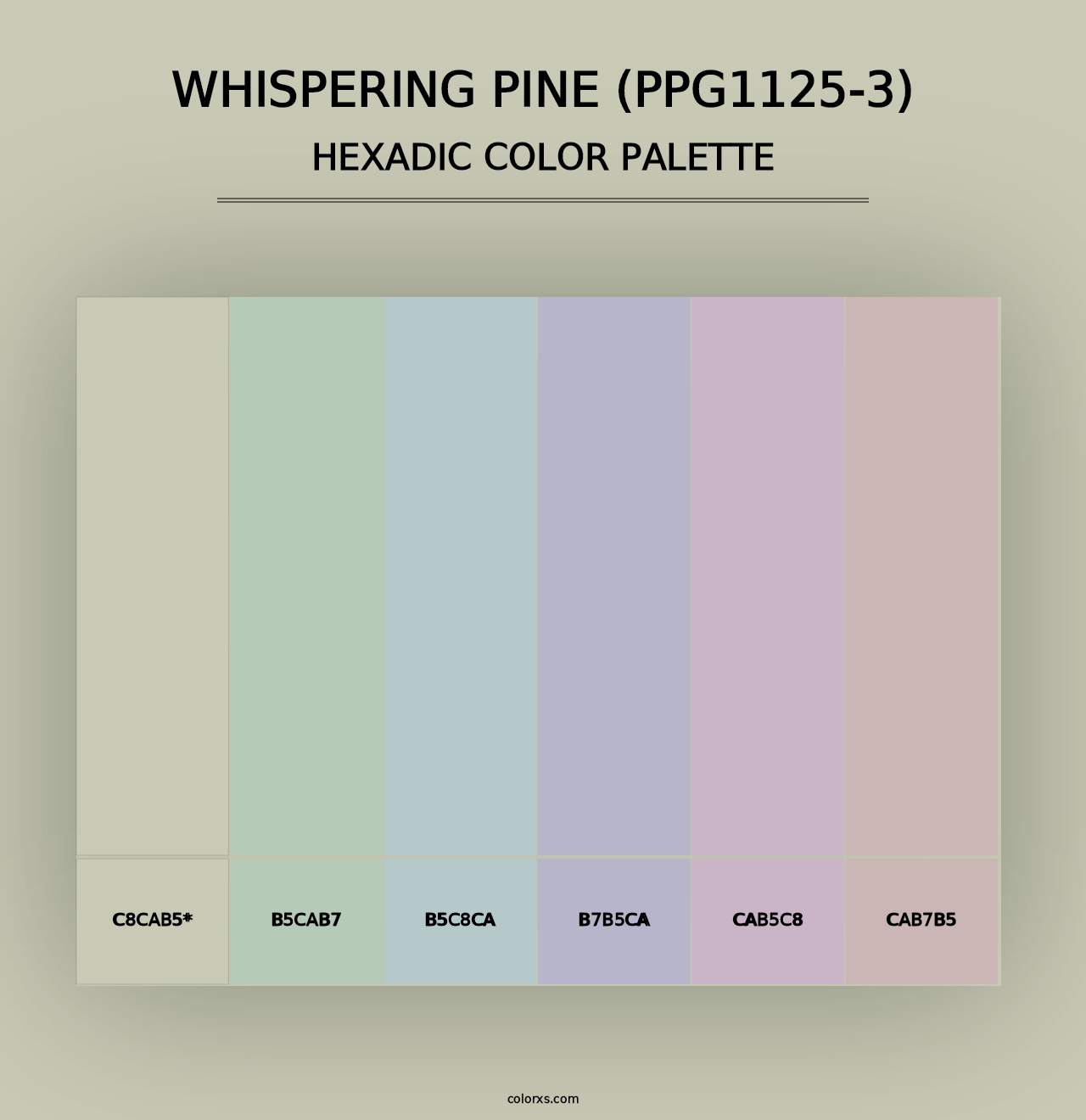 Whispering Pine (PPG1125-3) - Hexadic Color Palette