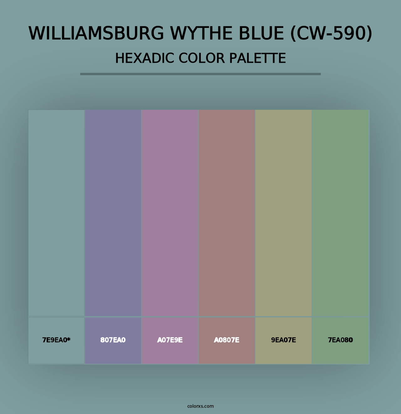 Williamsburg Wythe Blue (CW-590) - Hexadic Color Palette