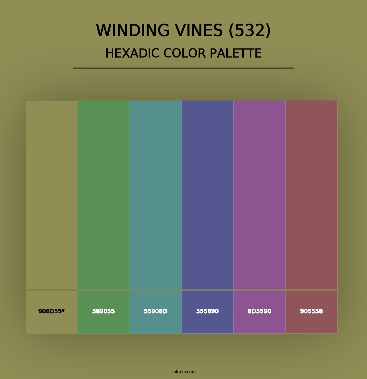 Winding Vines (532) - Hexadic Color Palette