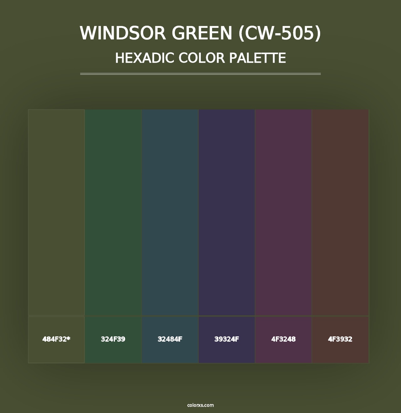 Windsor Green (CW-505) - Hexadic Color Palette