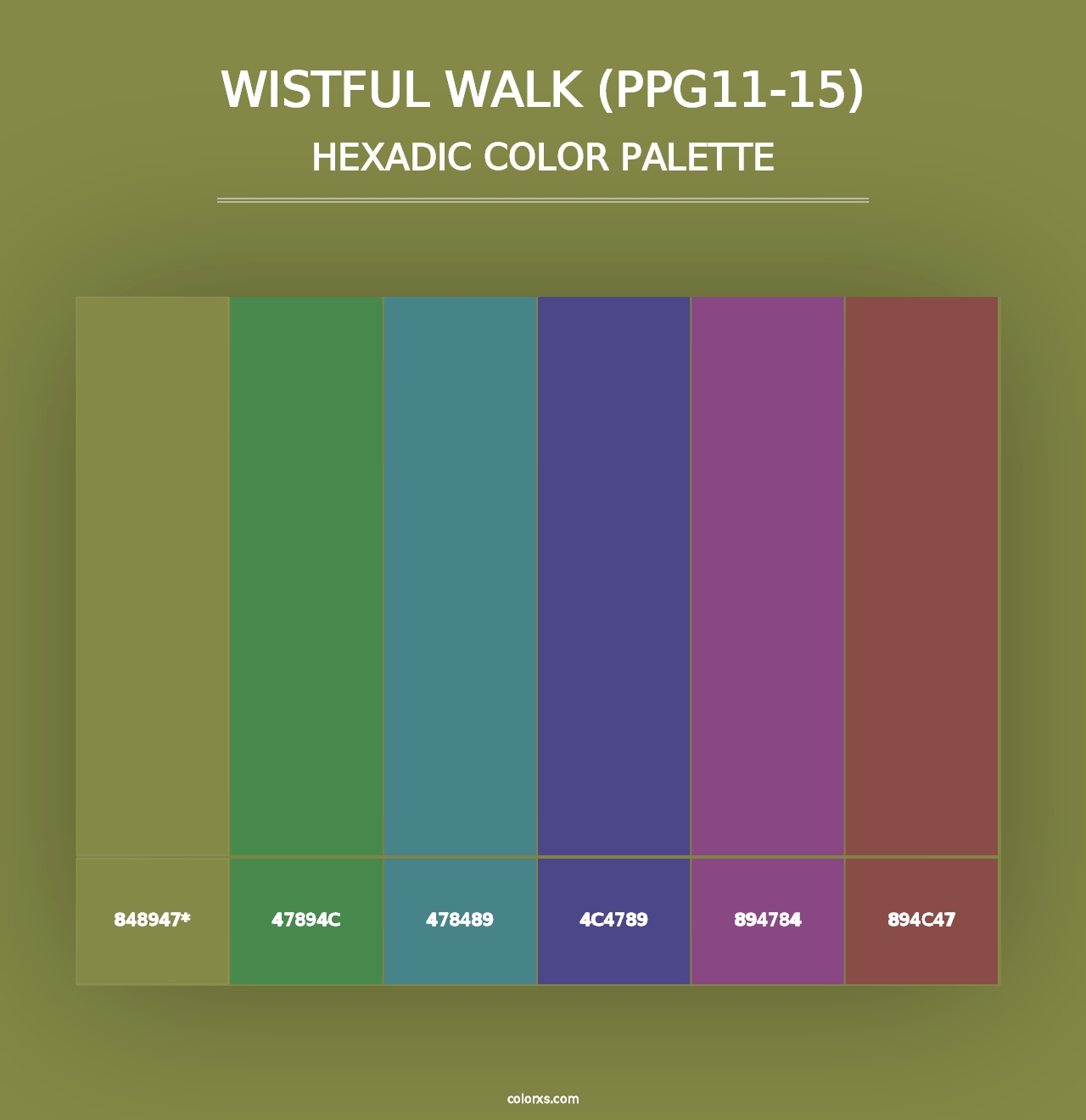 Wistful Walk (PPG11-15) - Hexadic Color Palette