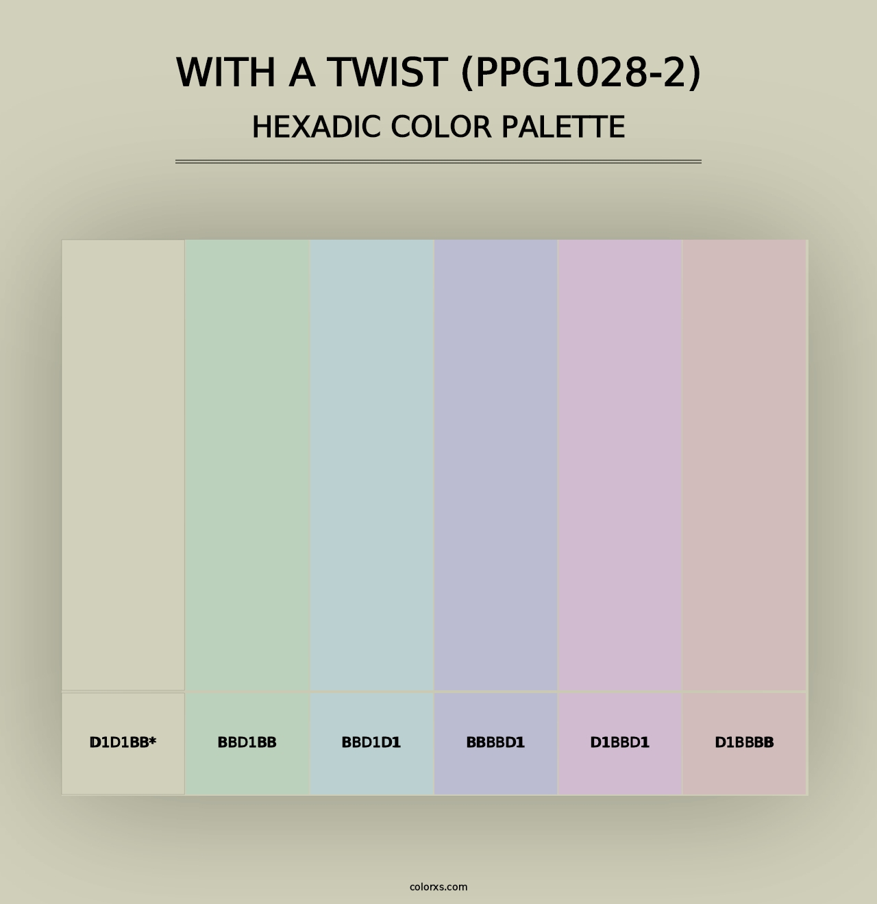 With A Twist (PPG1028-2) - Hexadic Color Palette