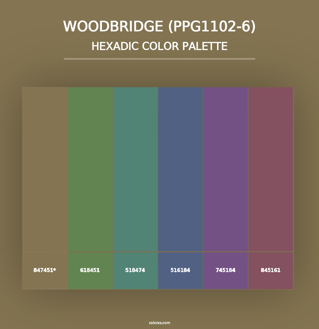 Woodbridge (PPG1102-6) - Hexadic Color Palette