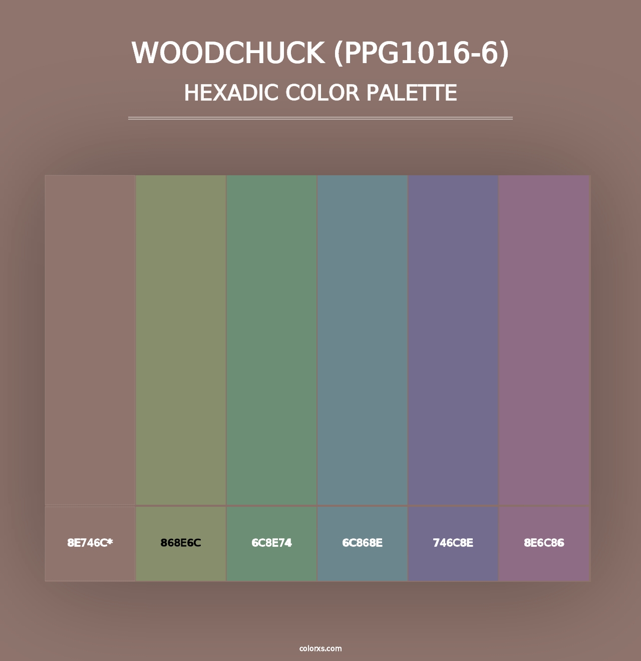 Woodchuck (PPG1016-6) - Hexadic Color Palette