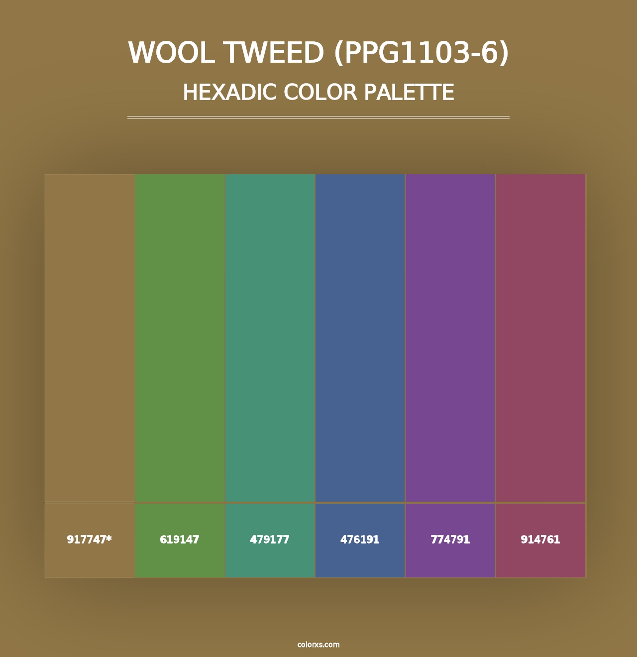 Wool Tweed (PPG1103-6) - Hexadic Color Palette