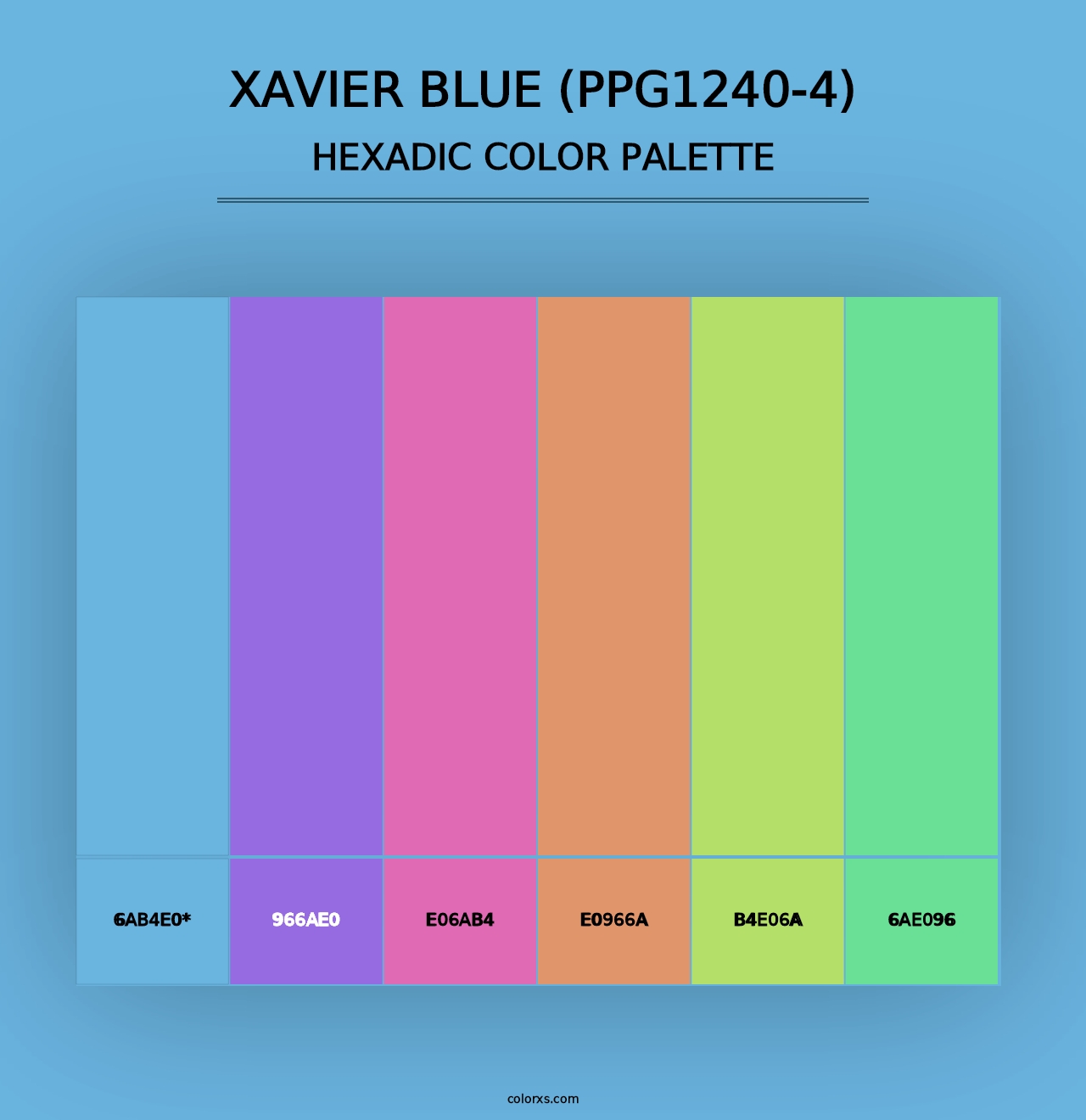 Xavier Blue (PPG1240-4) - Hexadic Color Palette