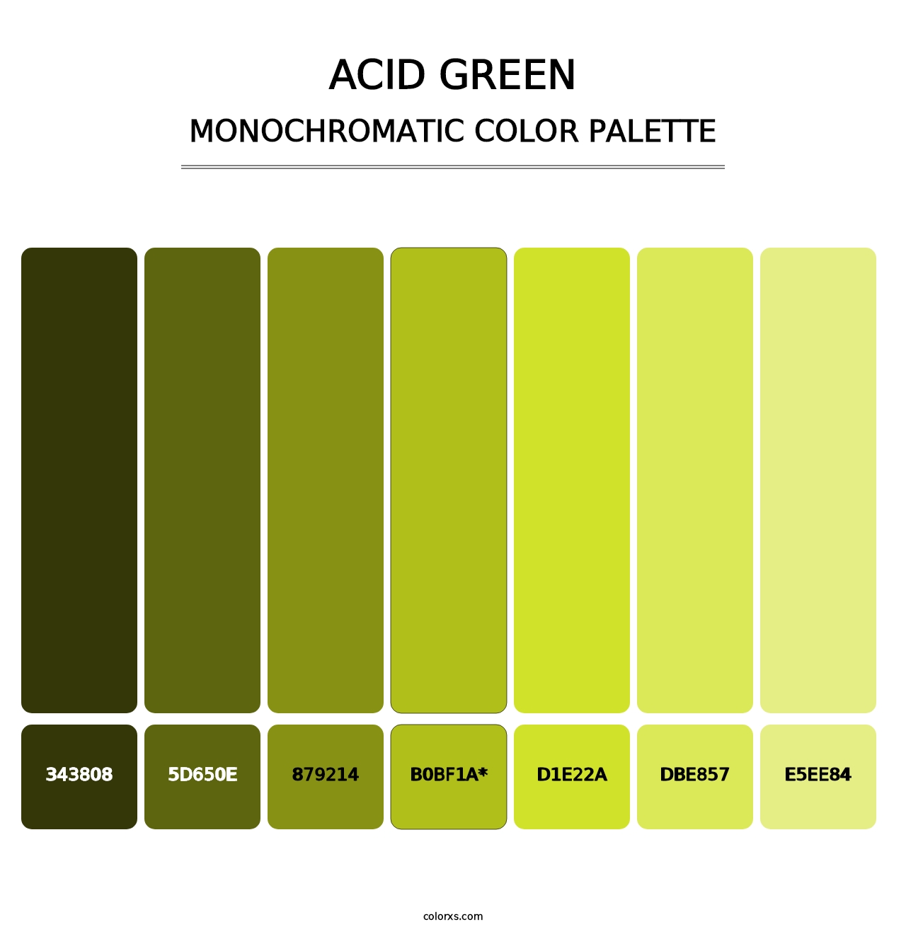 Acid Green - Monochromatic Color Palette