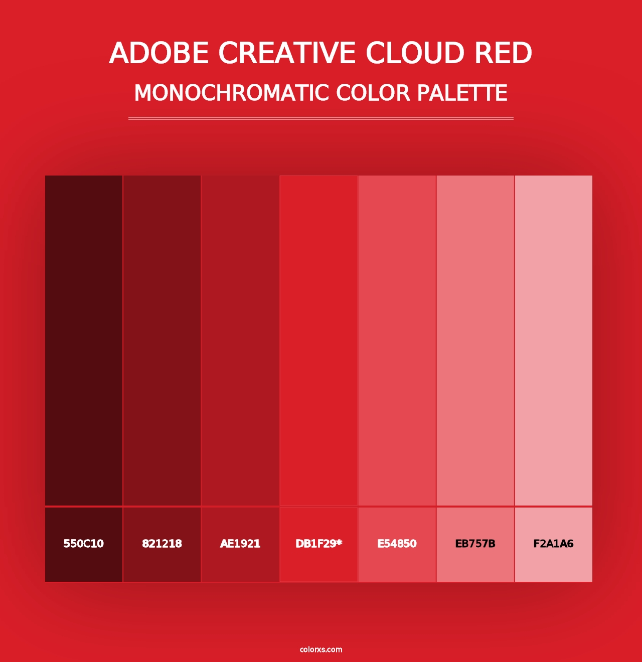 Adobe Creative Cloud Red - Monochromatic Color Palette