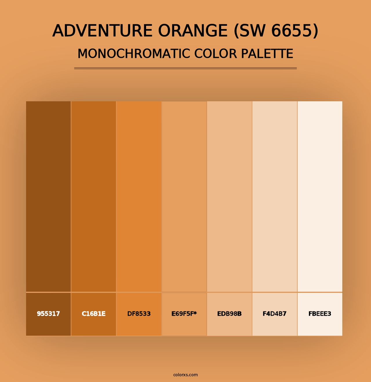 Adventure Orange (SW 6655) - Monochromatic Color Palette