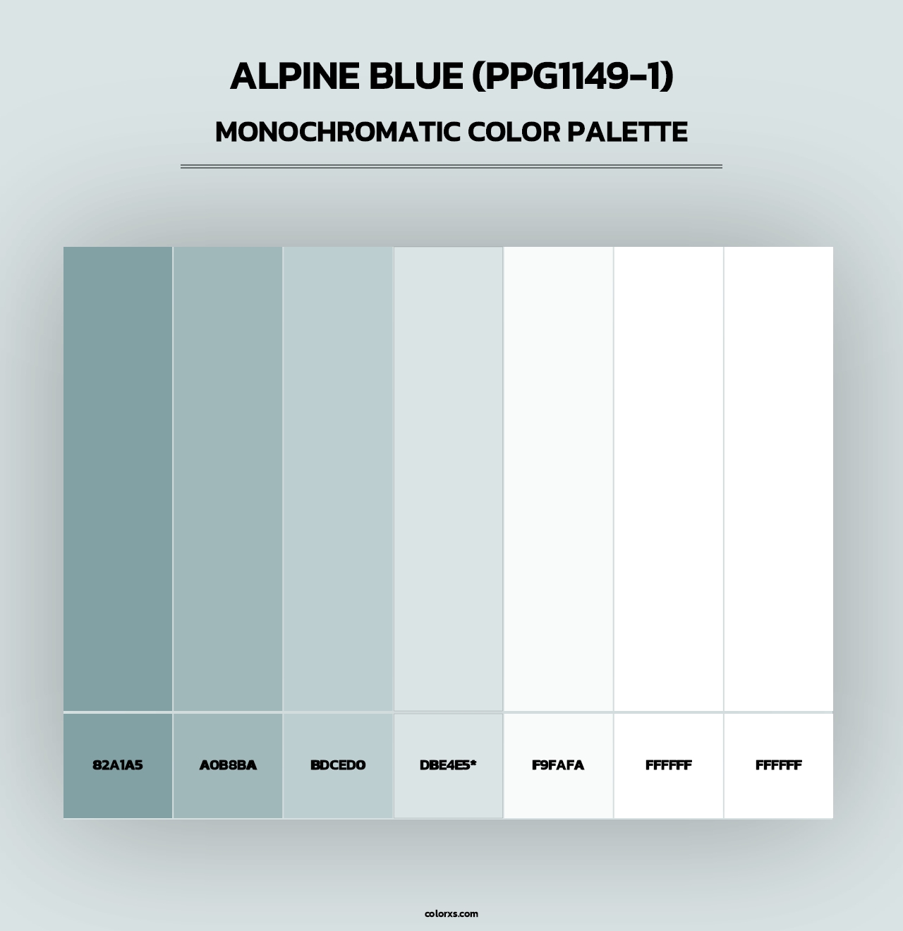 Alpine Blue (PPG1149-1) - Monochromatic Color Palette