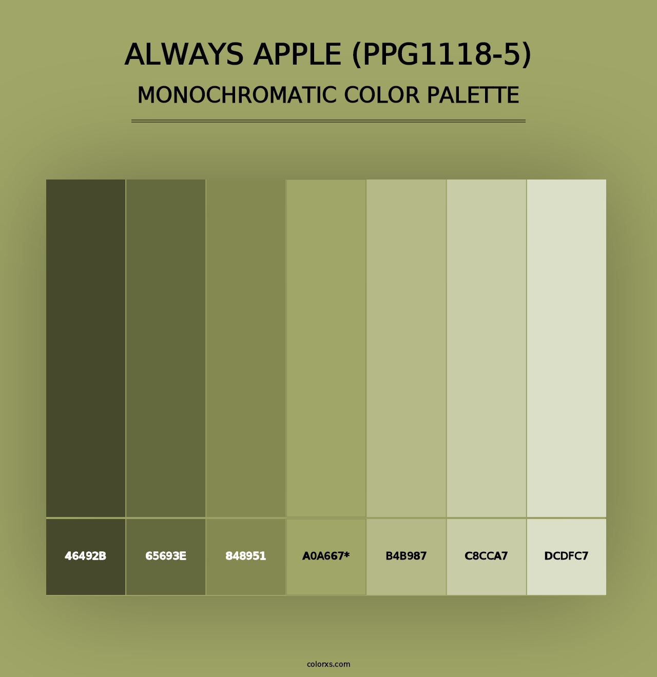 Always Apple (PPG1118-5) - Monochromatic Color Palette