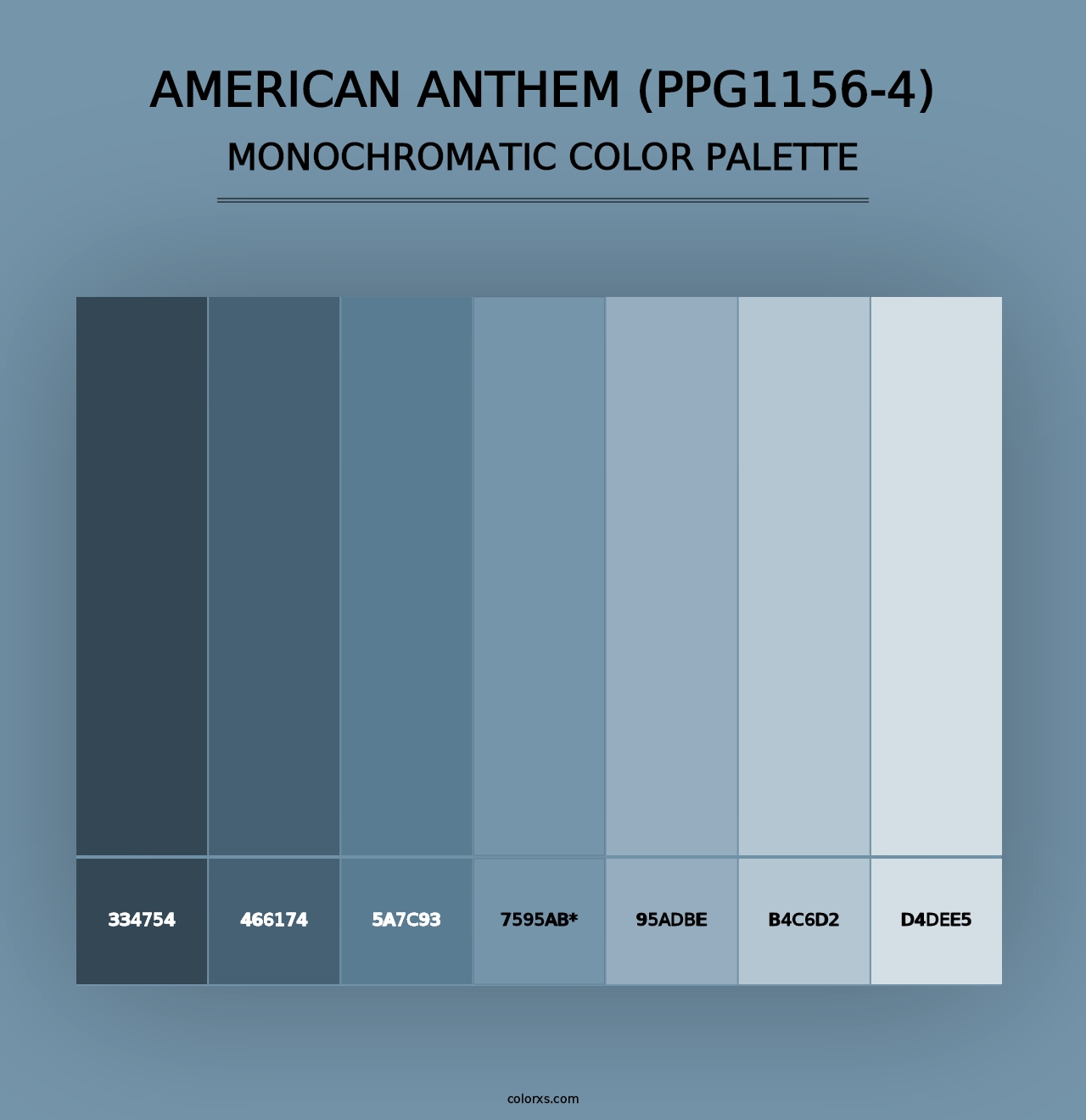 American Anthem (PPG1156-4) - Monochromatic Color Palette