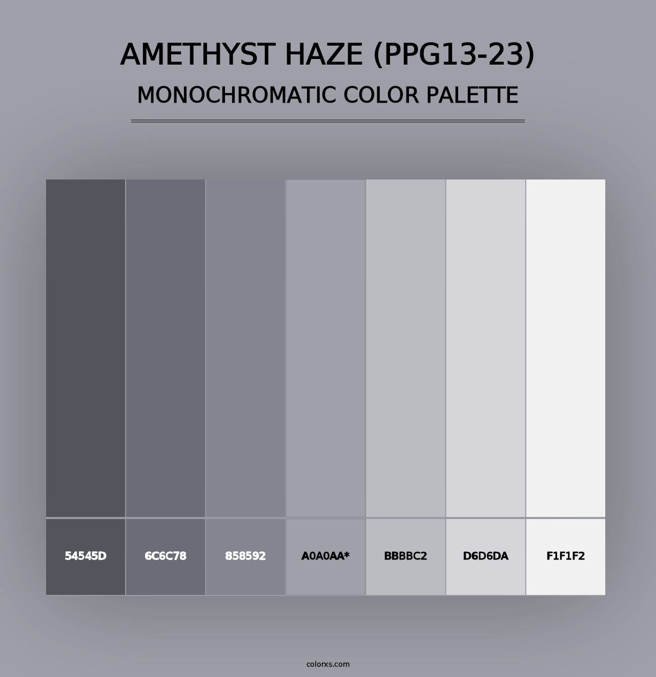 Amethyst Haze (PPG13-23) - Monochromatic Color Palette