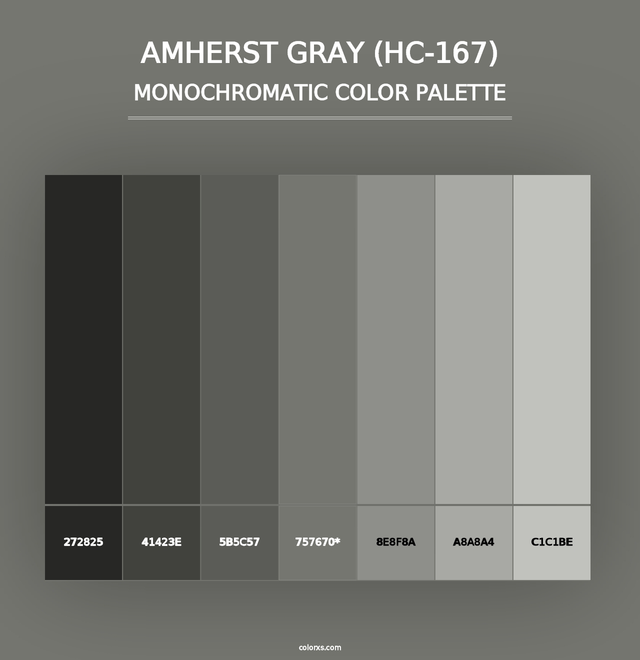 Amherst Gray (HC-167) - Monochromatic Color Palette