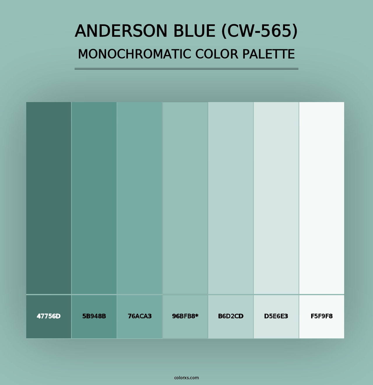 Anderson Blue (CW-565) - Monochromatic Color Palette