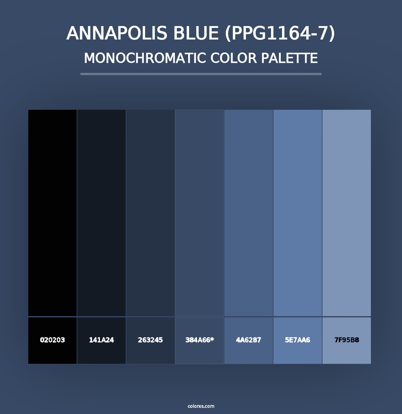 Annapolis Blue (PPG1164-7) - Monochromatic Color Palette