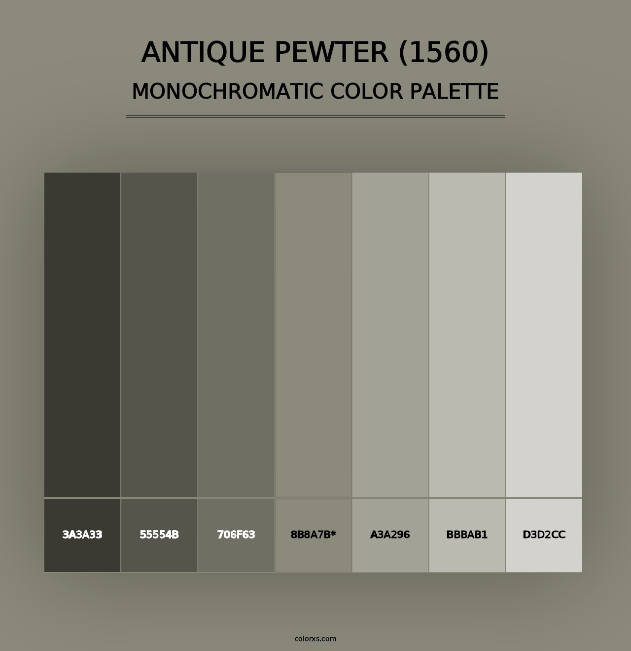 Antique Pewter (1560) - Monochromatic Color Palette