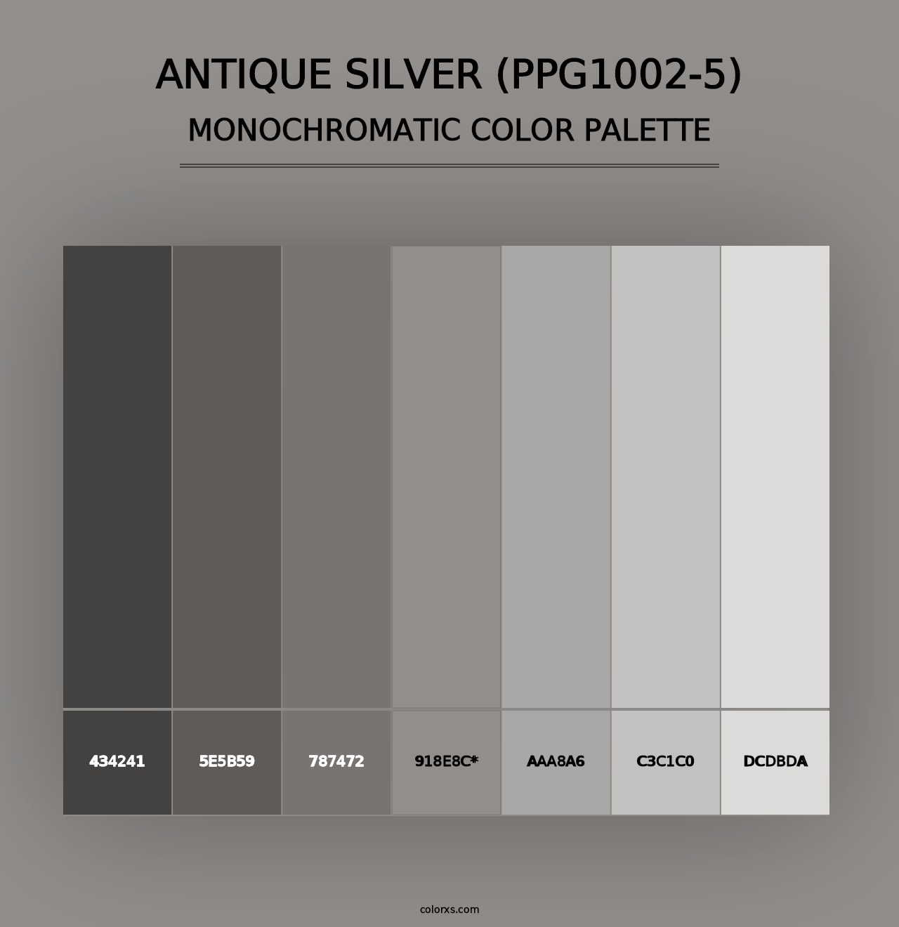 Antique Silver (PPG1002-5) - Monochromatic Color Palette