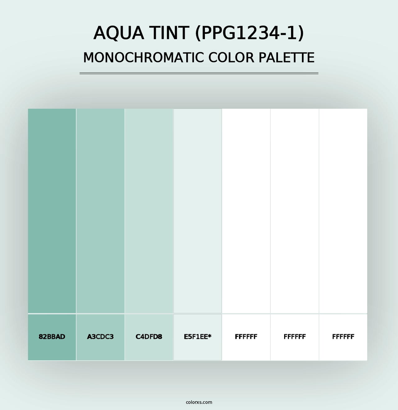 Aqua Tint (PPG1234-1) - Monochromatic Color Palette