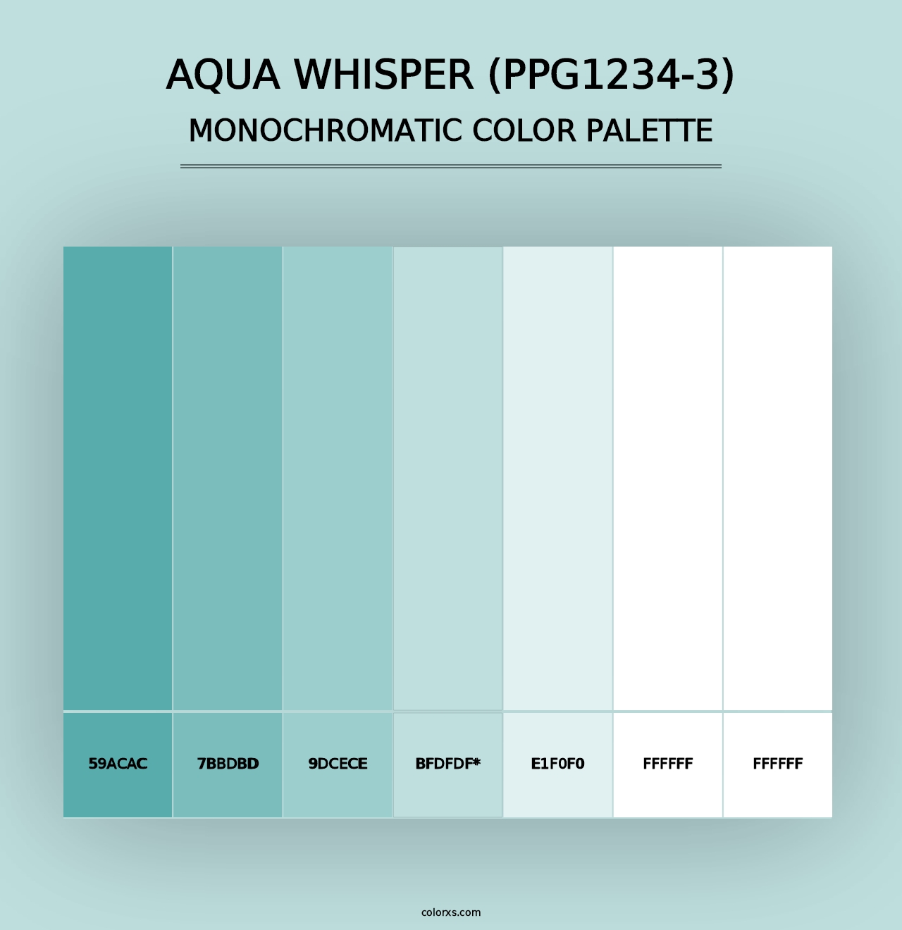 Aqua Whisper (PPG1234-3) - Monochromatic Color Palette