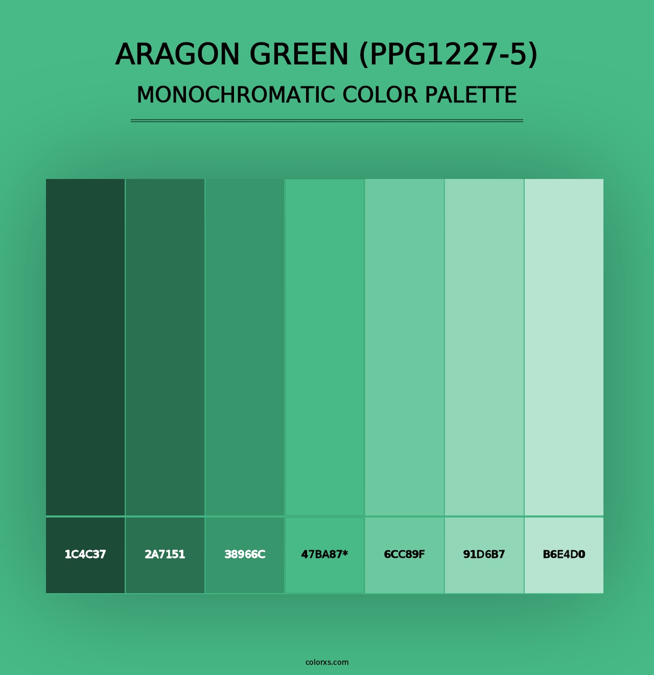 Aragon Green (PPG1227-5) - Monochromatic Color Palette