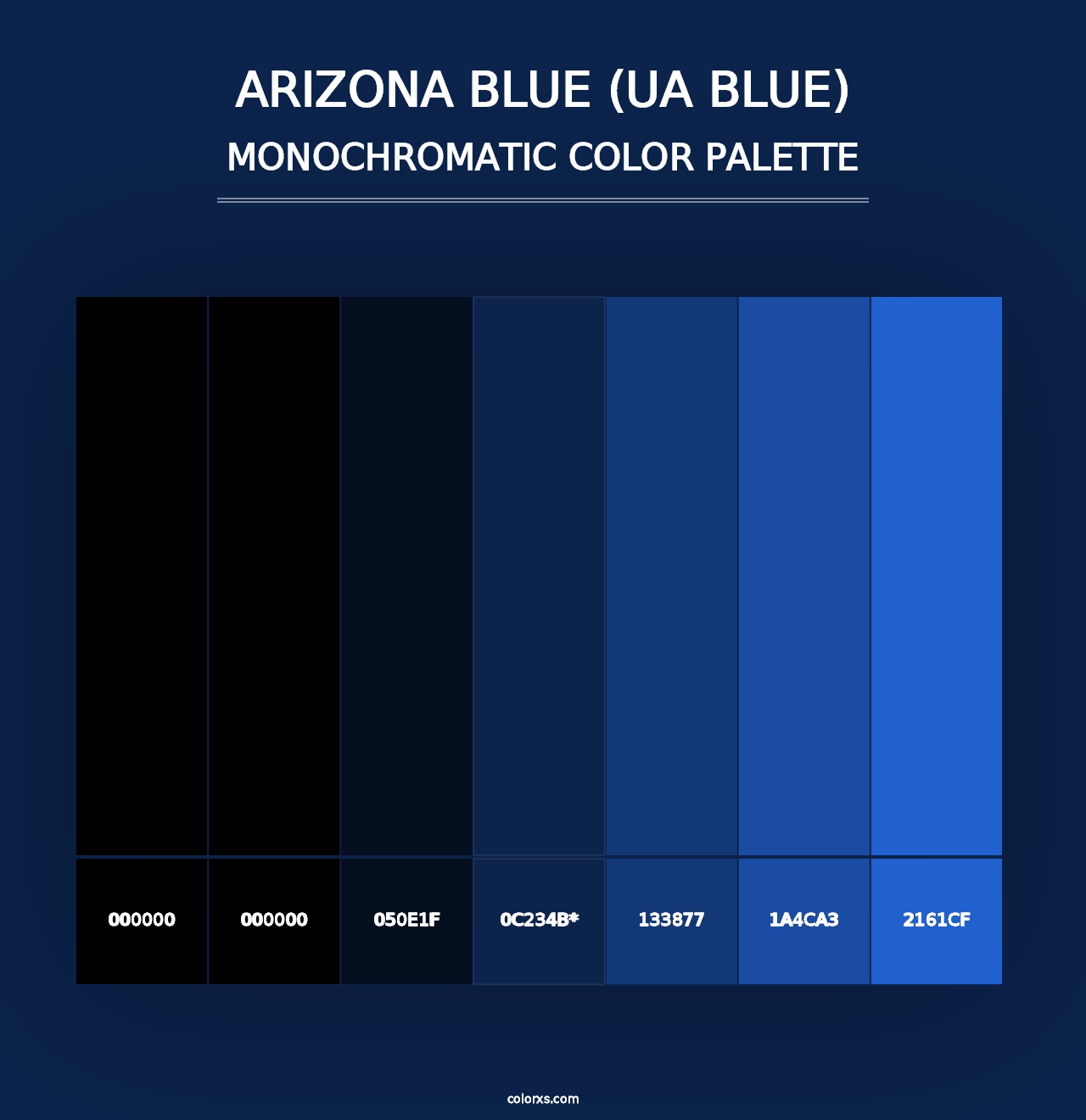 Arizona Blue (UA Blue) - Monochromatic Color Palette